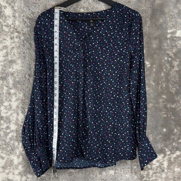 Jason Wu Womens Size XS Polka Dot Top Navy Long Sleeve V Neck Casual - Picture 3 of 8